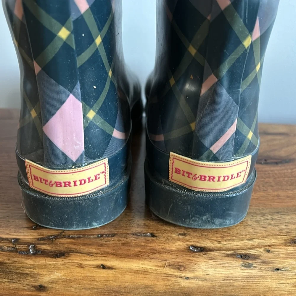 Bit & Bridle plaid rubber boots
